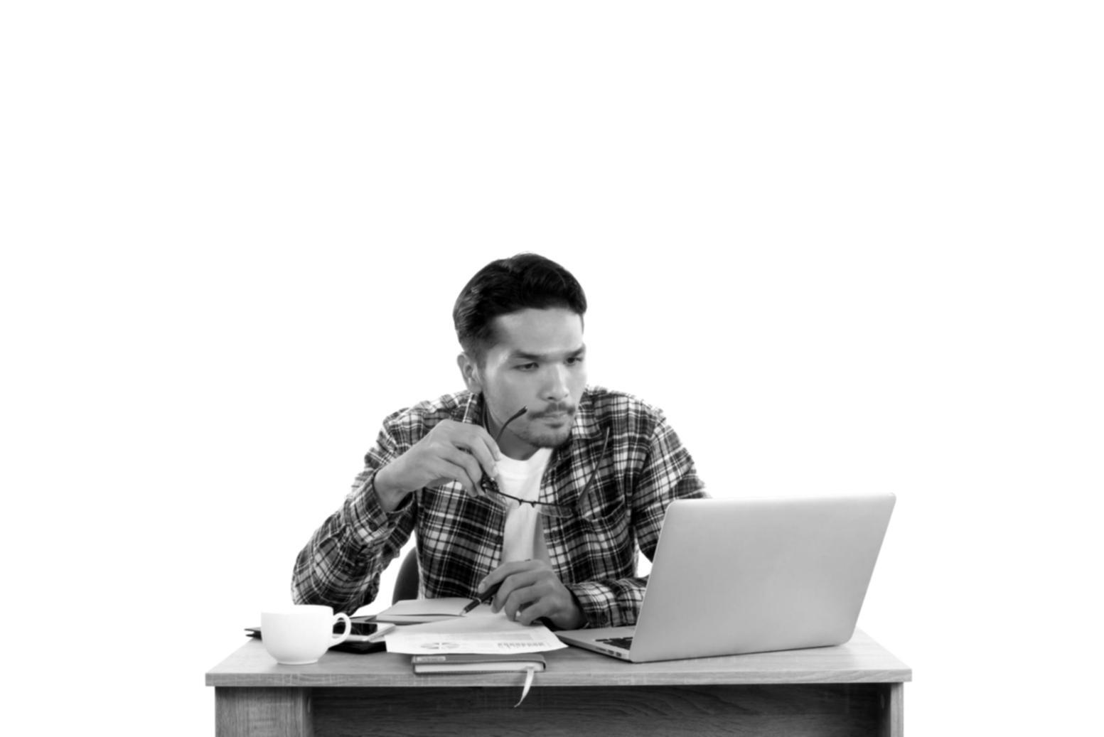 Financial analysis workspace with charts and research materials